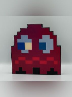 RARE Retired Exclusive PAC-MAN Red Blue Ghost 8-Bit Holographic Retro Wall Decor